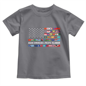 AAPI Heritage Month Toddler T Shirt Asian American and Pacific Islander USA Flag TS02 Charcoal Print Your Wear