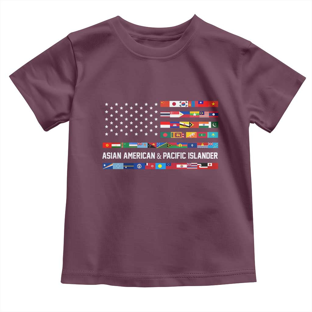 AAPI Heritage Month Toddler T Shirt Asian American and Pacific Islander USA Flag TS02 Maroon Print Your Wear