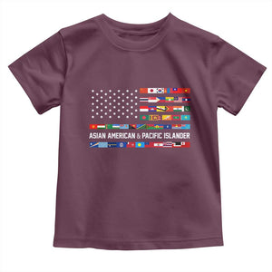AAPI Heritage Month Toddler T Shirt Asian American and Pacific Islander USA Flag TS02 Maroon Print Your Wear