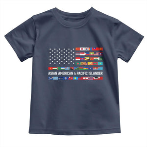 AAPI Heritage Month Toddler T Shirt Asian American and Pacific Islander USA Flag TS02 Navy Print Your Wear