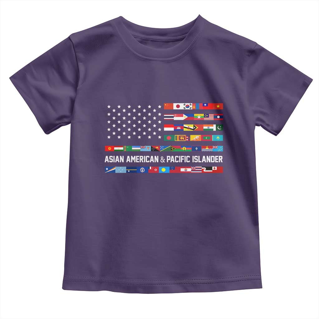 AAPI Heritage Month Toddler T Shirt Asian American and Pacific Islander USA Flag TS02 Purple Print Your Wear