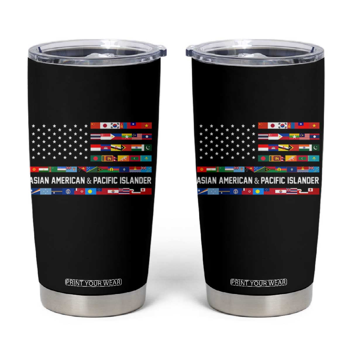 AAPI Heritage Month Tumbler Cup Asian American and Pacific Islander USA Flag TS02 Black Print Your Wear