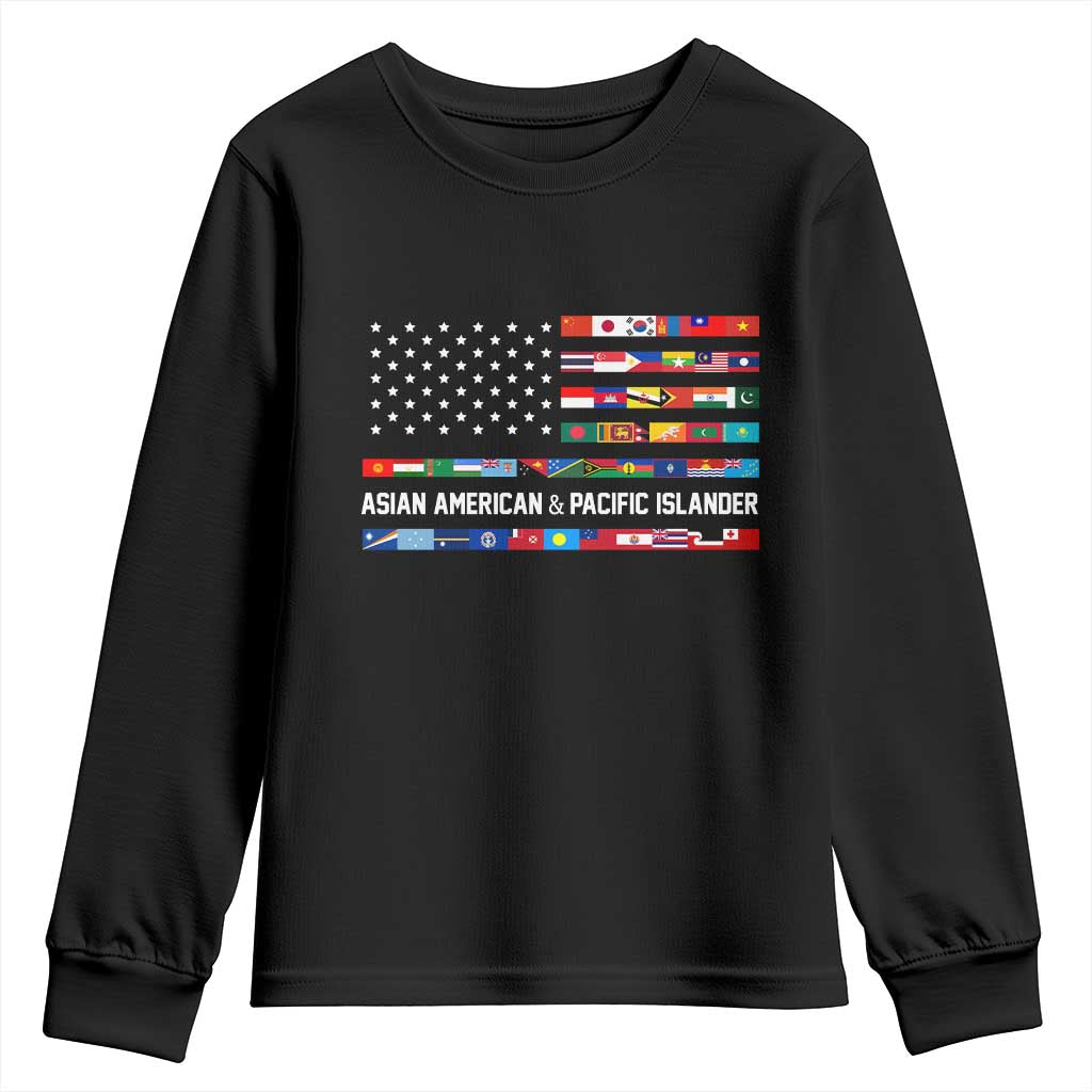 AAPI Heritage Month Youth Sweatshirt Asian American and Pacific Islander USA Flag TS02 Black Print Your Wear
