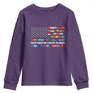 AAPI Heritage Month Youth Sweatshirt Asian American and Pacific Islander USA Flag TS02 Purple Print Your Wear