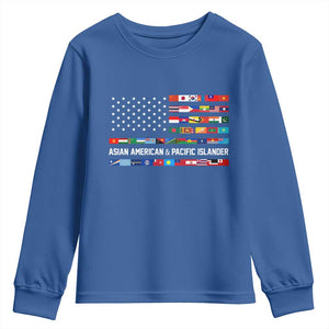AAPI Heritage Month Youth Sweatshirt Asian American and Pacific Islander USA Flag TS02 Royal Blue Print Your Wear