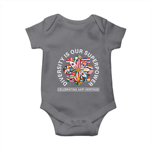 AAPI Heritage Month Baby Onesie Diversity Is Our Superpower Asian American and Pacific Islander TS02 Charcoal Print Your Wear