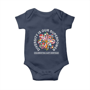 AAPI Heritage Month Baby Onesie Diversity Is Our Superpower Asian American and Pacific Islander TS02 Navy Print Your Wear