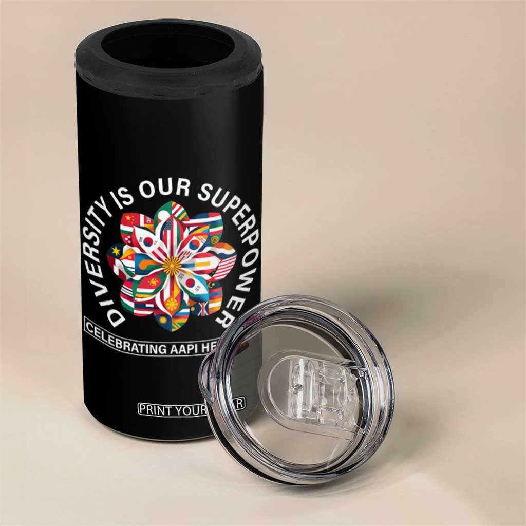 AAPI Heritage Month 4 in 1 Can Cooler Tumbler Diversity Is Our Superpower Asian American and Pacific Islander TS02 Print Your Wear