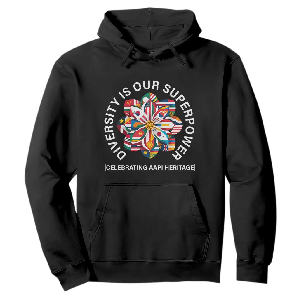 AAPI Heritage Month Hoodie Diversity Is Our Superpower Asian American and Pacific Islander TS02 Black Print Your Wear