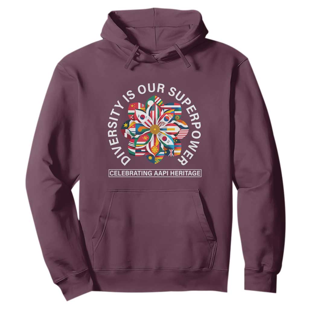 AAPI Heritage Month Hoodie Diversity Is Our Superpower Asian American and Pacific Islander TS02 Maroon Print Your Wear