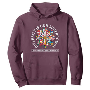 AAPI Heritage Month Hoodie Diversity Is Our Superpower Asian American and Pacific Islander TS02 Maroon Print Your Wear