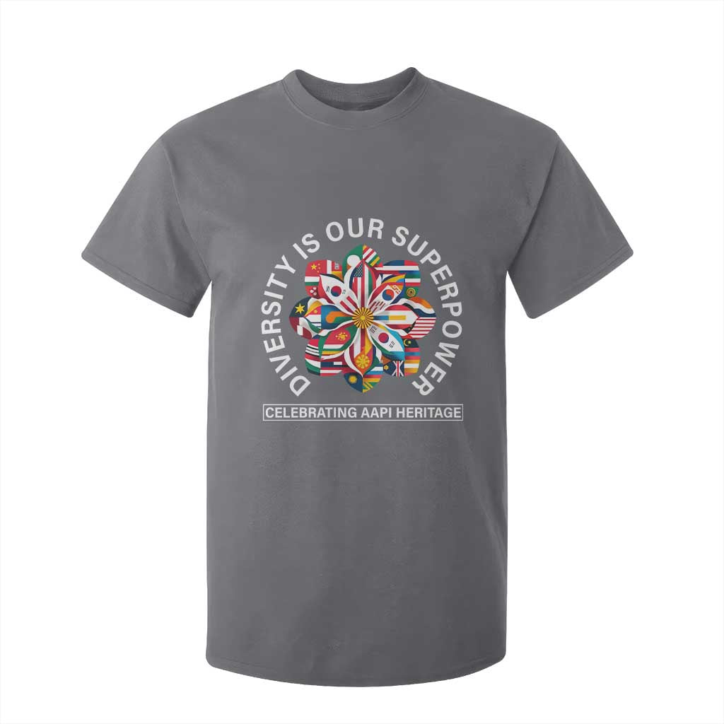 AAPI Heritage Month T Shirt For Kid Diversity Is Our Superpower Asian American and Pacific Islander TS02 Charcoal Print Your Wear