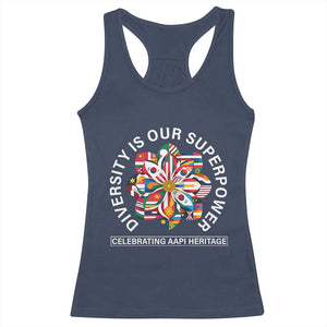 AAPI Heritage Month Racerback Tank Top Diversity Is Our Superpower Asian American and Pacific Islander TS02 Navy Print Your Wear