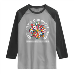 AAPI Heritage Month Raglan Shirt Diversity Is Our Superpower Asian American and Pacific Islander TS02 Sport Gray Black Print Your Wear