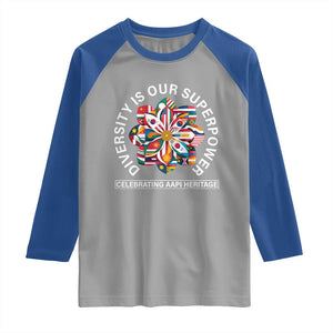 AAPI Heritage Month Raglan Shirt Diversity Is Our Superpower Asian American and Pacific Islander TS02 Sport Gray Royal Print Your Wear