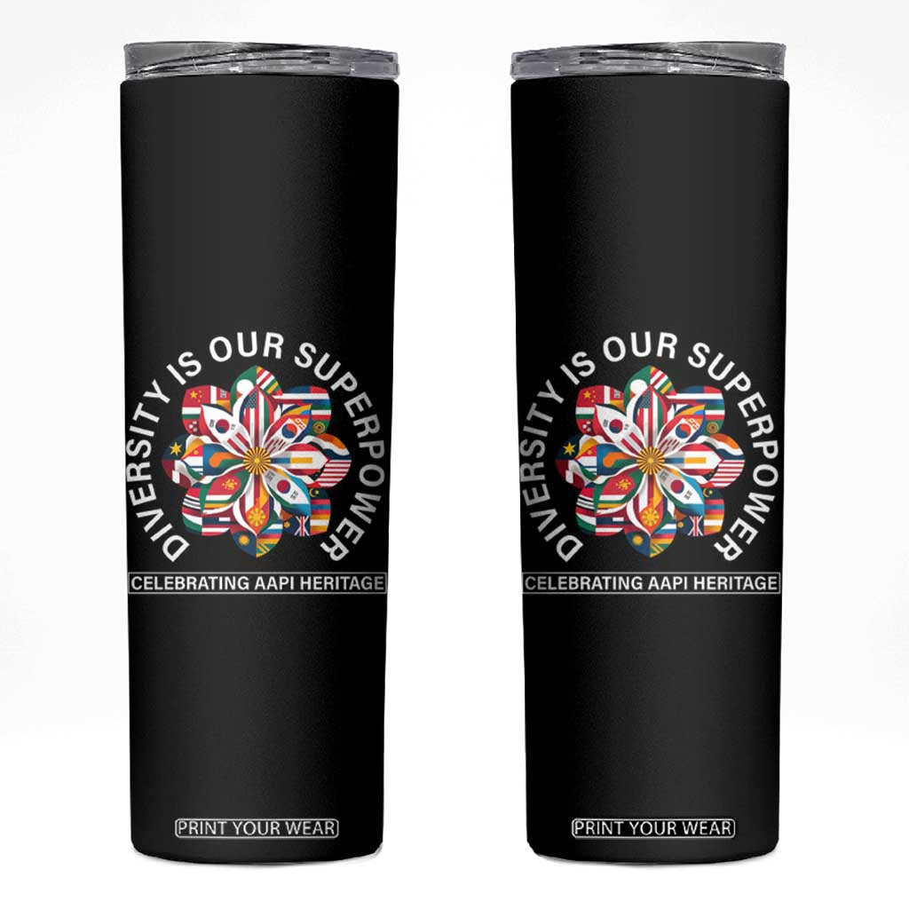 AAPI Heritage Month Skinny Tumbler Diversity Is Our Superpower Asian American and Pacific Islander TS02 Black Print Your Wear