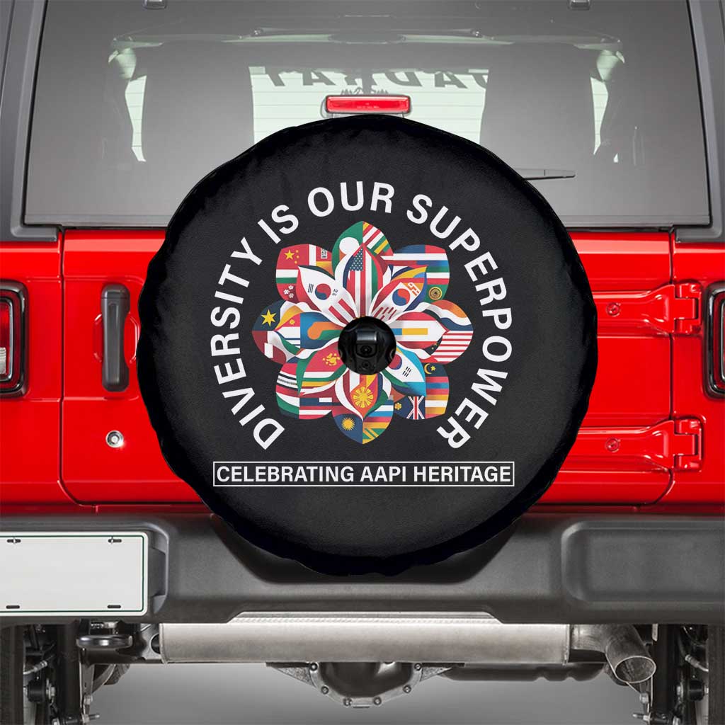AAPI Heritage Month Spare Tire Cover Diversity Is Our Superpower Asian American and Pacific Islander TS02 Black Print Your Wear