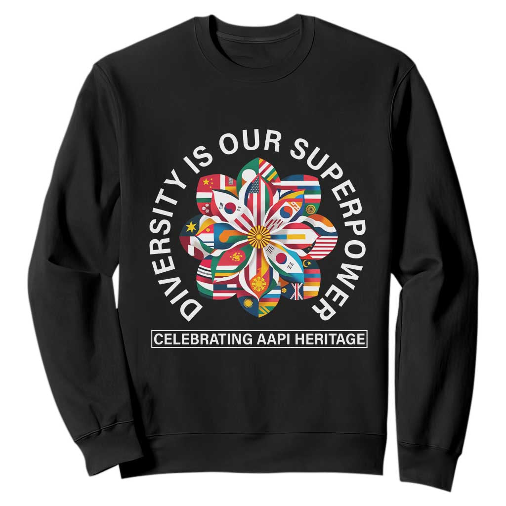 AAPI Heritage Month Sweatshirt Diversity Is Our Superpower Asian American and Pacific Islander TS02 Black Print Your Wear