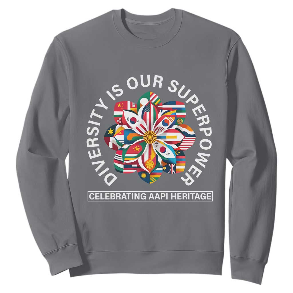 AAPI Heritage Month Sweatshirt Diversity Is Our Superpower Asian American and Pacific Islander TS02 Charcoal Print Your Wear