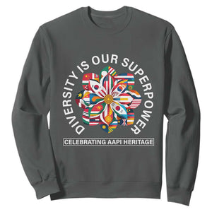 AAPI Heritage Month Sweatshirt Diversity Is Our Superpower Asian American and Pacific Islander TS02 Dark Heather Print Your Wear