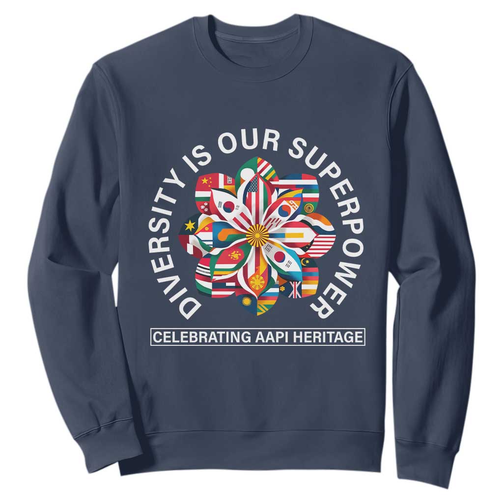 AAPI Heritage Month Sweatshirt Diversity Is Our Superpower Asian American and Pacific Islander TS02 Navy Print Your Wear