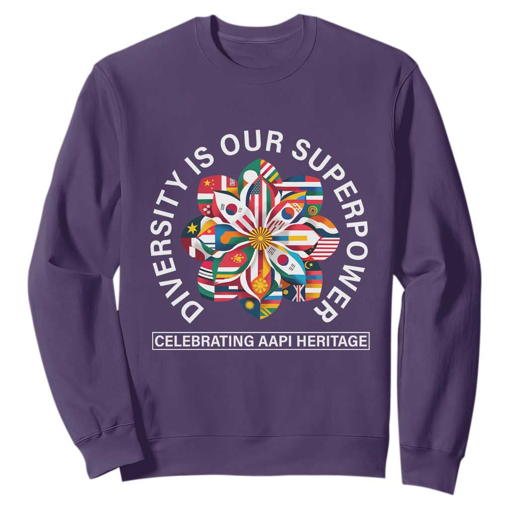 AAPI Heritage Month Sweatshirt Diversity Is Our Superpower Asian American and Pacific Islander TS02 Purple Print Your Wear
