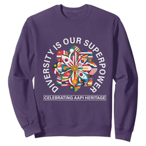 AAPI Heritage Month Sweatshirt Diversity Is Our Superpower Asian American and Pacific Islander TS02 Purple Print Your Wear