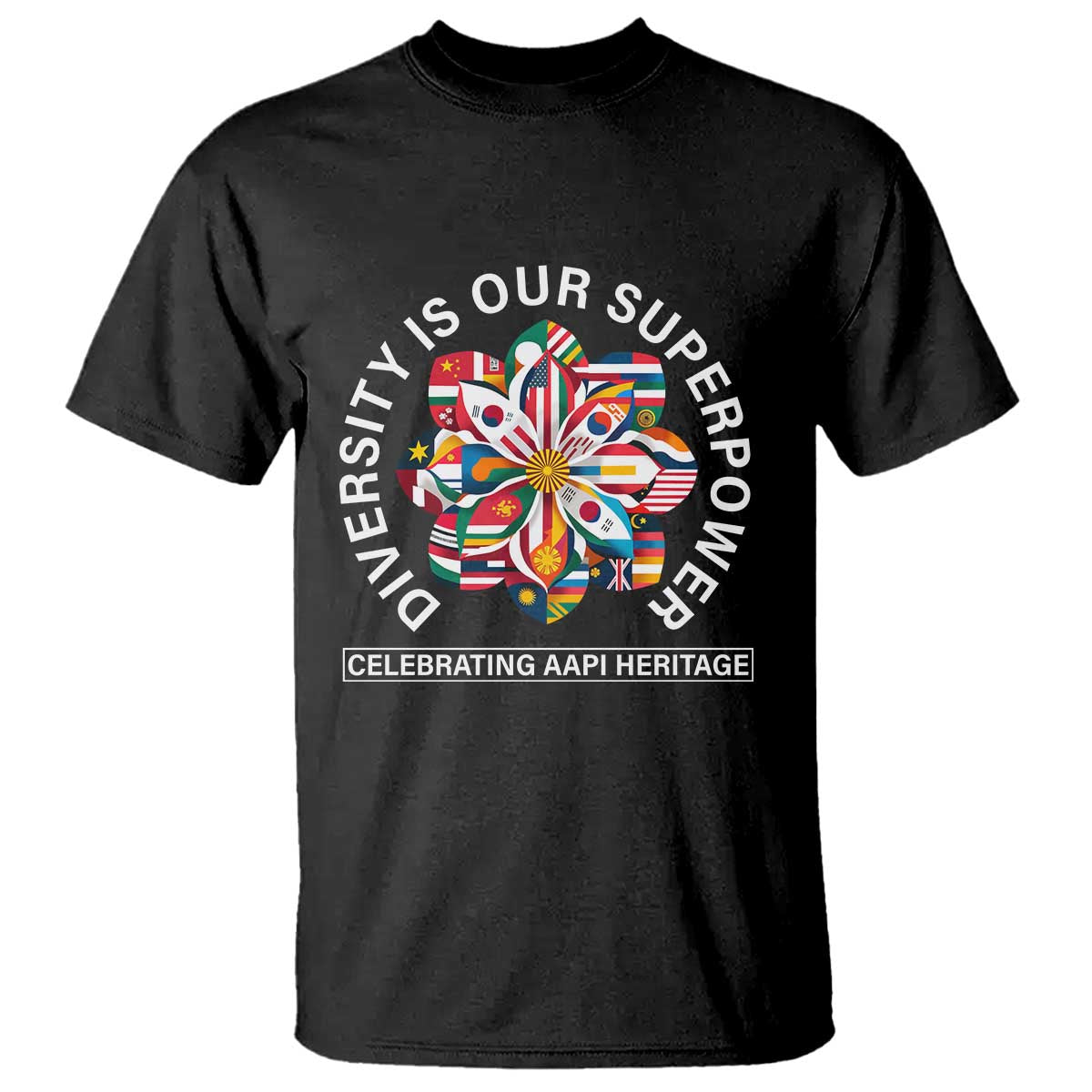 AAPI Heritage Month T Shirt Diversity Is Our Superpower Asian American and Pacific Islander TS02 Black Print Your Wear