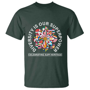 AAPI Heritage Month T Shirt Diversity Is Our Superpower Asian American and Pacific Islander TS02 Dark Forest Green Print Your Wear