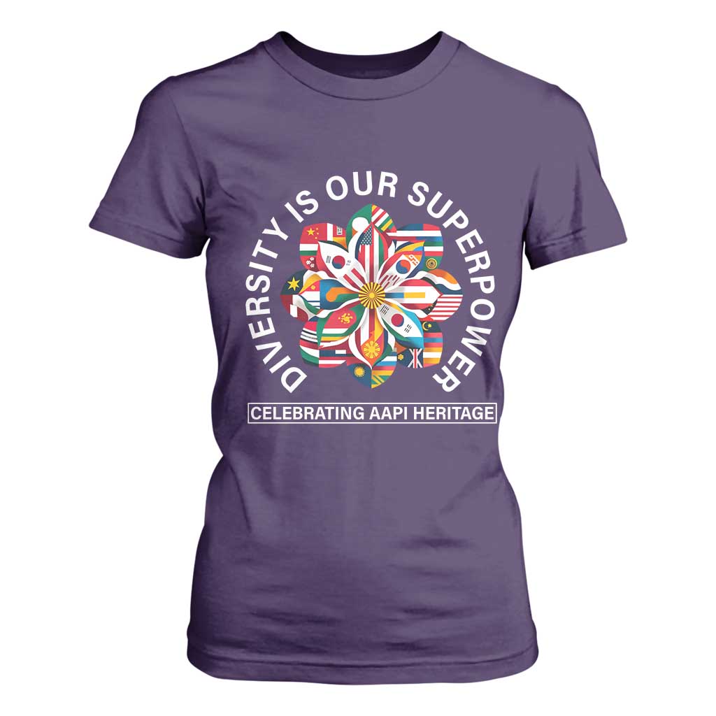 AAPI Heritage Month T Shirt For Women Diversity Is Our Superpower Asian American and Pacific Islander TS02 Purple Print Your Wear