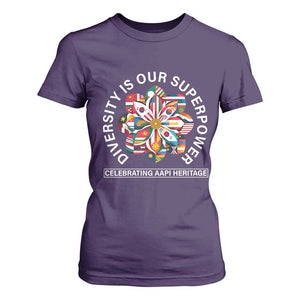 AAPI Heritage Month T Shirt For Women Diversity Is Our Superpower Asian American and Pacific Islander TS02 Purple Print Your Wear