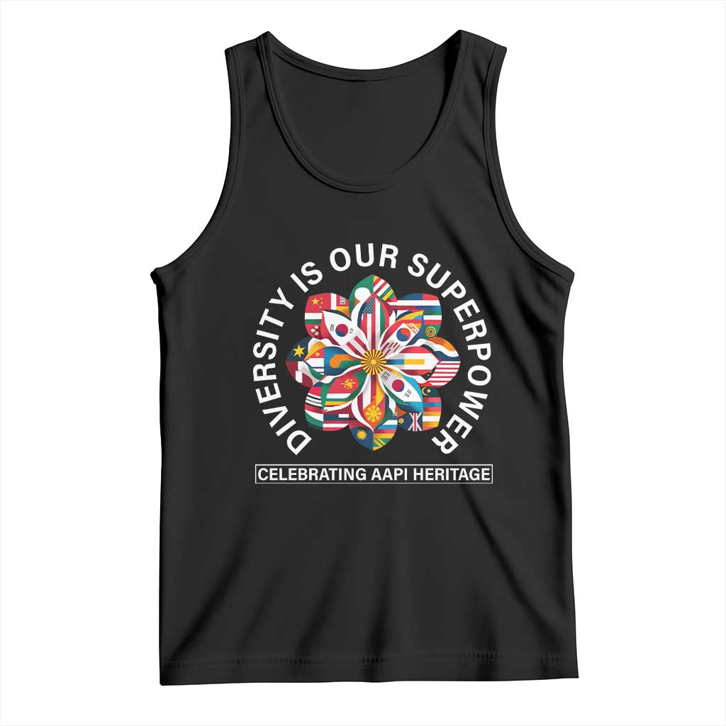 AAPI Heritage Month Tank Top Diversity Is Our Superpower Asian American and Pacific Islander TS02 Black Print Your Wear