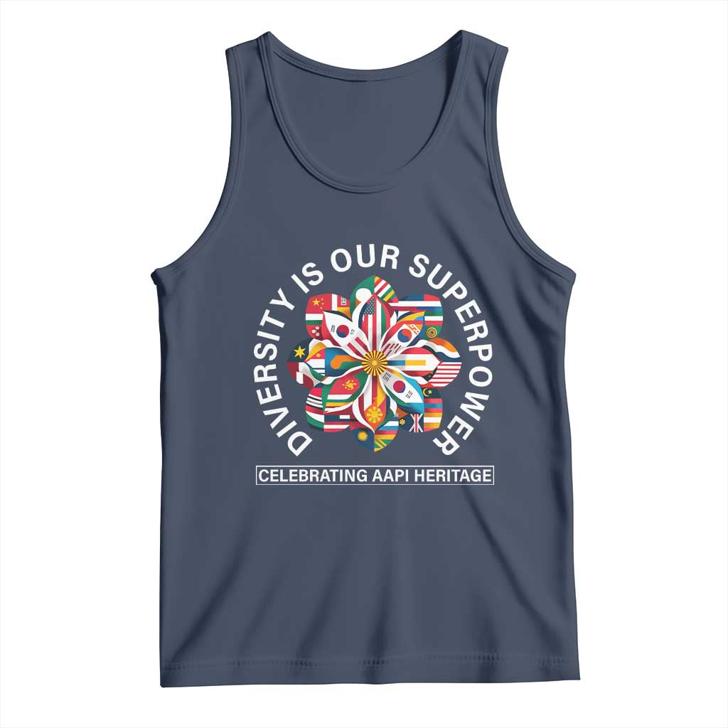 AAPI Heritage Month Tank Top Diversity Is Our Superpower Asian American and Pacific Islander TS02 Navy Print Your Wear