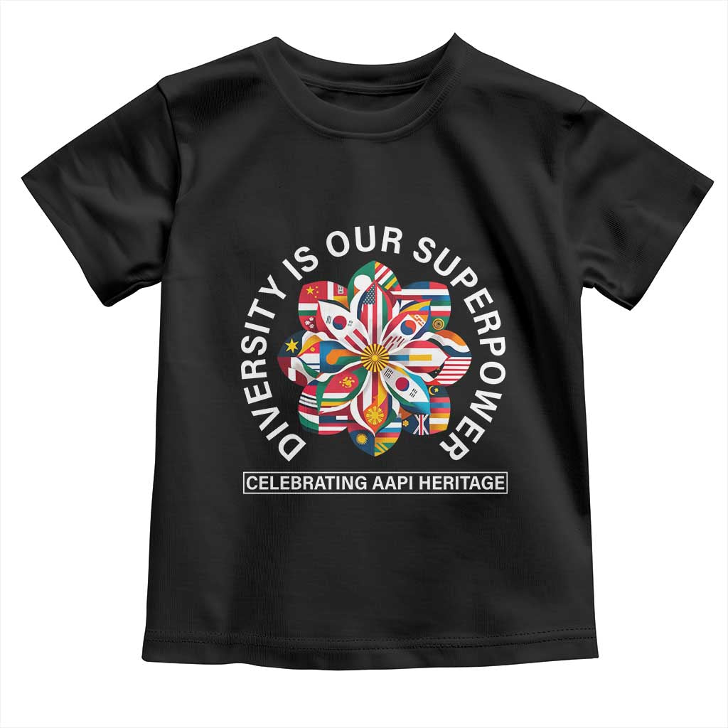 AAPI Heritage Month Toddler T Shirt Diversity Is Our Superpower Asian American and Pacific Islander TS02 Black Print Your Wear