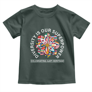 AAPI Heritage Month Toddler T Shirt Diversity Is Our Superpower Asian American and Pacific Islander TS02 Dark Forest Green Print Your Wear