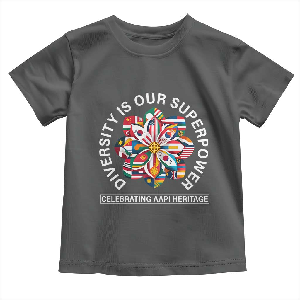 AAPI Heritage Month Toddler T Shirt Diversity Is Our Superpower Asian American and Pacific Islander TS02 Dark Heather Print Your Wear