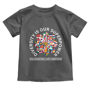 AAPI Heritage Month Toddler T Shirt Diversity Is Our Superpower Asian American and Pacific Islander TS02 Dark Heather Print Your Wear