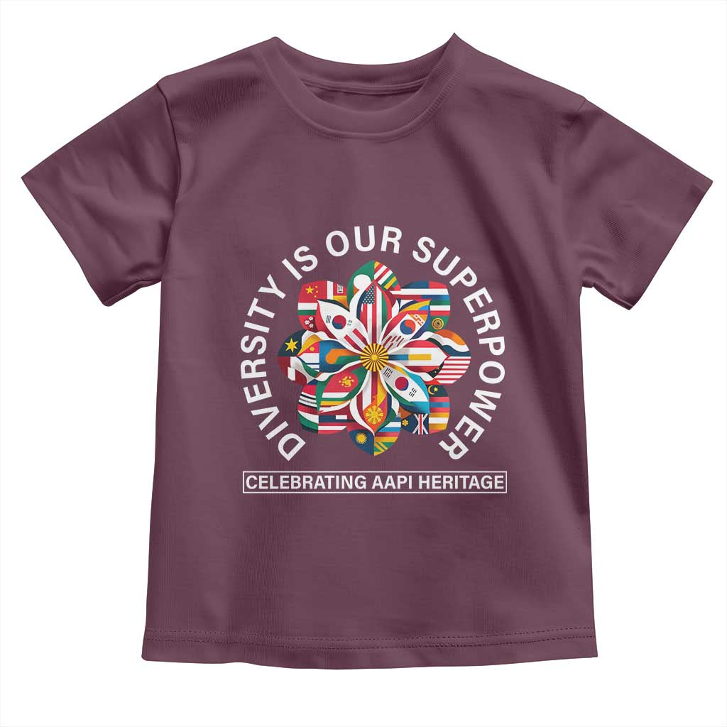 AAPI Heritage Month Toddler T Shirt Diversity Is Our Superpower Asian American and Pacific Islander TS02 Maroon Print Your Wear