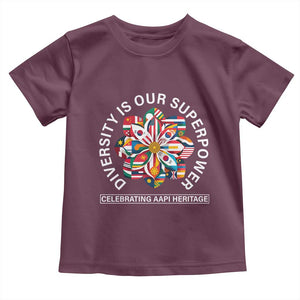 AAPI Heritage Month Toddler T Shirt Diversity Is Our Superpower Asian American and Pacific Islander TS02 Maroon Print Your Wear