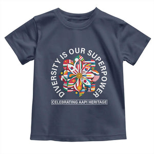 AAPI Heritage Month Toddler T Shirt Diversity Is Our Superpower Asian American and Pacific Islander TS02 Navy Print Your Wear
