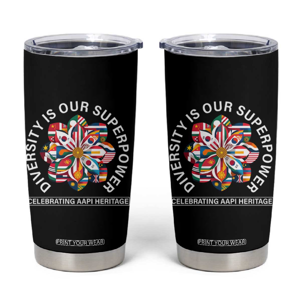 AAPI Heritage Month Tumbler Cup Diversity Is Our Superpower Asian American and Pacific Islander TS02 Black Print Your Wear