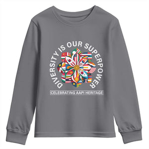 AAPI Heritage Month Youth Sweatshirt Diversity Is Our Superpower Asian American and Pacific Islander TS02 Charcoal Print Your Wear