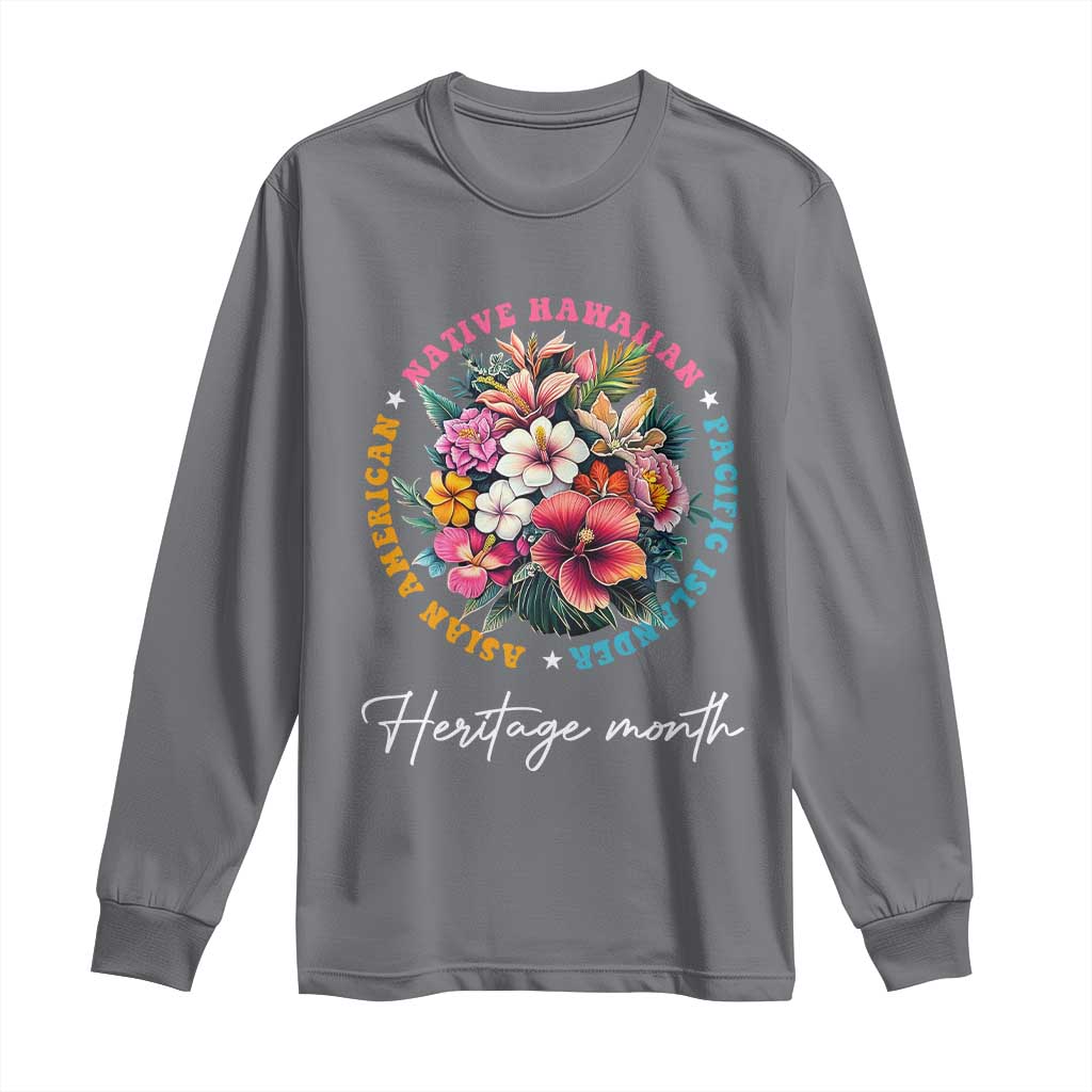 AAPI Heritage Month Long Sleeve Shirt Asian American Native Hawaiian Pacific Islander Vintage TS02 Charcoal Print Your Wear