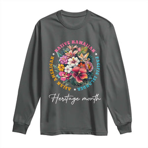 AAPI Heritage Month Long Sleeve Shirt Asian American Native Hawaiian Pacific Islander Vintage TS02 Dark Heather Print Your Wear
