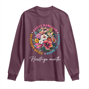 AAPI Heritage Month Long Sleeve Shirt Asian American Native Hawaiian Pacific Islander Vintage TS02 Maroon Print Your Wear