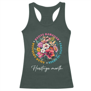 AAPI Heritage Month Racerback Tank Top Asian American Native Hawaiian Pacific Islander Vintage TS02 Dark Forest Green Print Your Wear