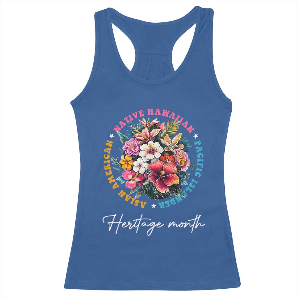 AAPI Heritage Month Racerback Tank Top Asian American Native Hawaiian Pacific Islander Vintage TS02 Royal Blue Print Your Wear