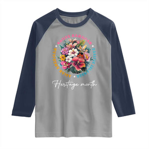 AAPI Heritage Month Raglan Shirt Asian American Native Hawaiian Pacific Islander Vintage TS02 Sport Gray Navy Print Your Wear