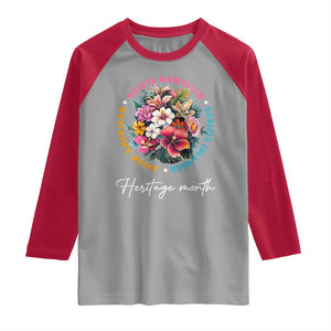 AAPI Heritage Month Raglan Shirt Asian American Native Hawaiian Pacific Islander Vintage TS02 Sport Gray Red Print Your Wear