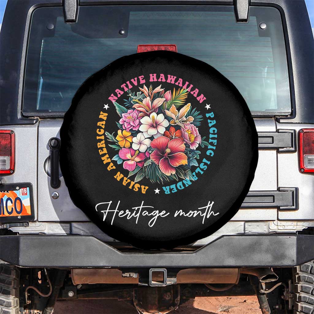 AAPI Heritage Month Spare Tire Cover Asian American Native Hawaiian Pacific Islander Vintage TS02 No hole Black Print Your Wear